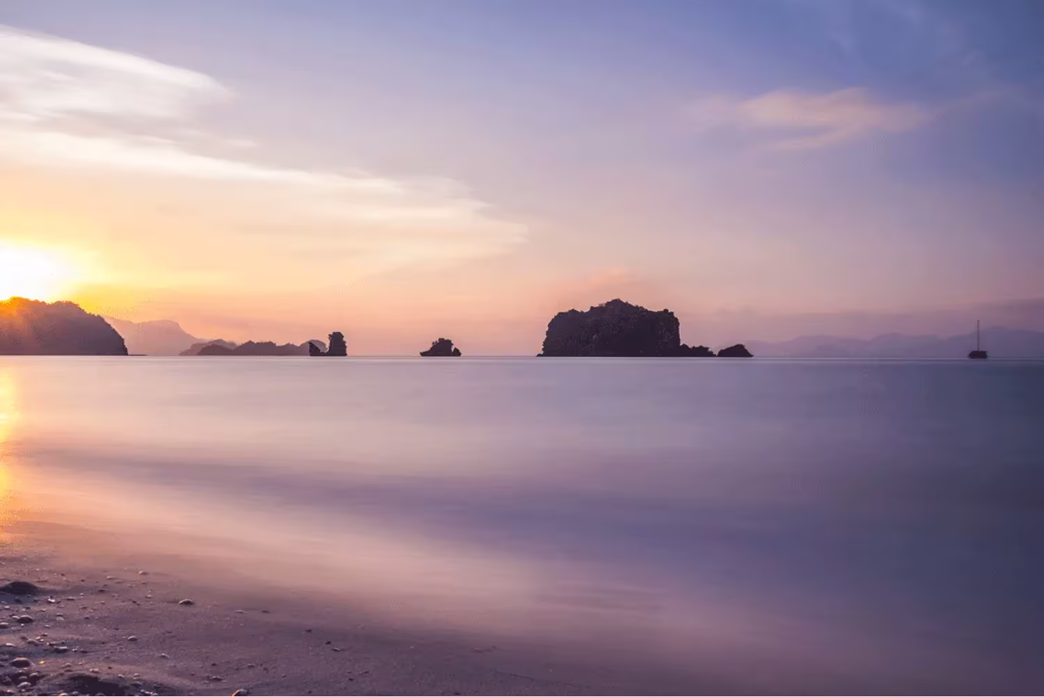 sunset at Tanjung Rhu Beach ocean view
