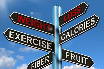 weight loss sign with different words promoting good health