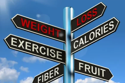 weight loss sign with different words promoting good health