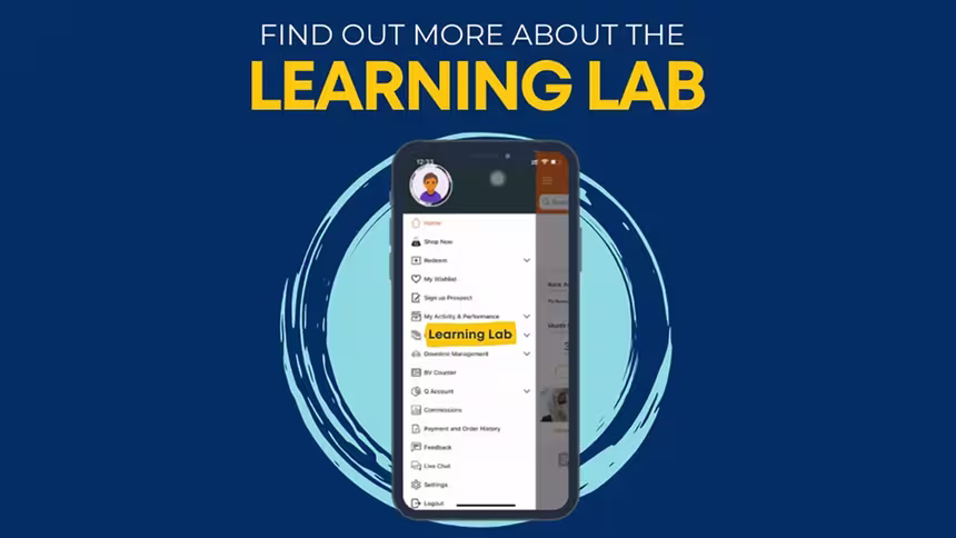 QNET Mobile App Learning Lab layout on mobile