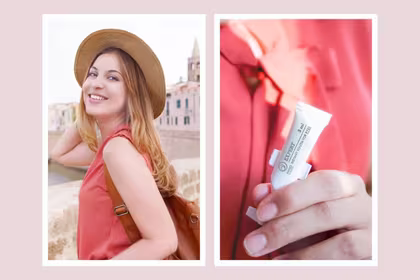 Woman posing with Physio radiance eye cream