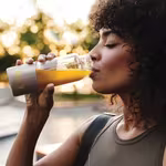 Woman drinking EDG3 Plus which provides the amino acids needed to produce glutathione for immunity
