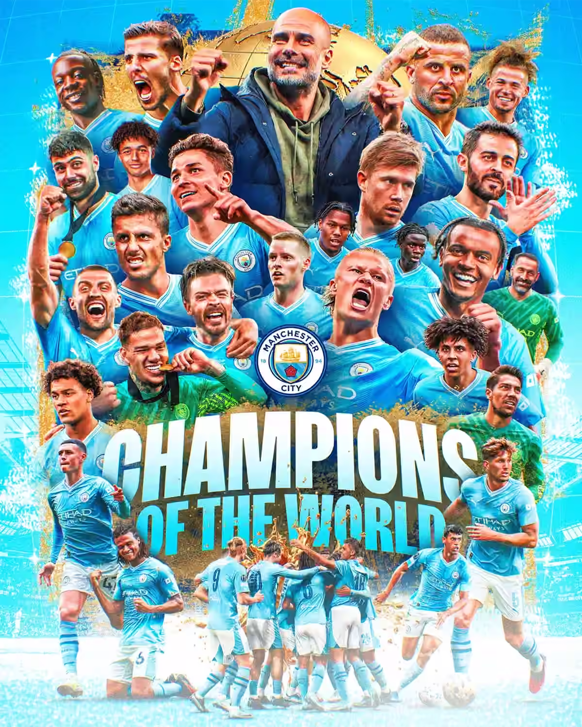 Winning Moments From Our Qnet-Man City Partnership 8 Official artwork celebrating Manchester City FC being named Champions of the World 2023