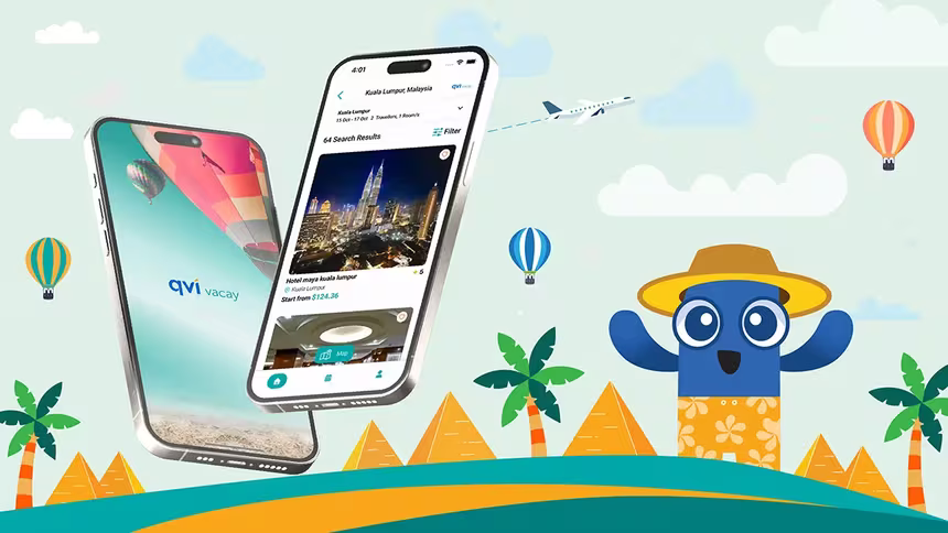 Smartphone mock-up of QVI Vacay App