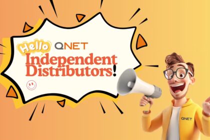 Cartoon guy saying, "Hello, QNET Independent Distributors!"