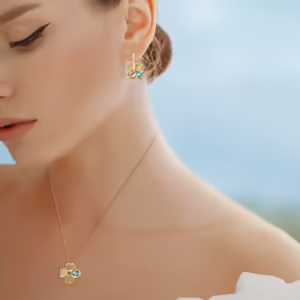 woman wearing serendipity necklace
